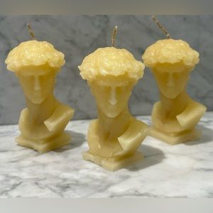 FREE SHIPPING David Bust Organic Beeswax Candle Trio